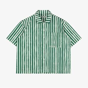 Soho Studios GREEN ‘BRUSHSTROKE’ STRIPED SHIRT